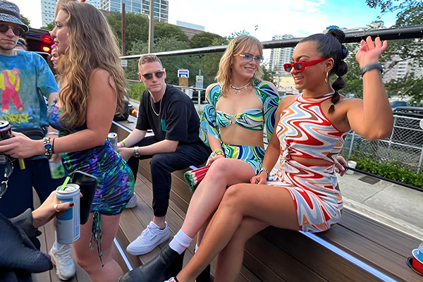 Birthday celebration on party bus in Miami